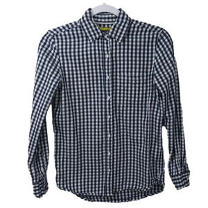 PRINCE & Fox Blue Plaid Checker Pointed Collar Long Sleeve Button Down Shirt